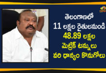 48.89 Lakh Metric Tonnes of Paddy Procured in Telangana, 48.89 Lakh Metric Tonnes of Paddy Procured in Telangana State, Civil Supplies Minister Gangula Kamalakar, Mango News, Metric Tonnes of Paddy Procured in Telangana, Minister Gangula Kamalakar, minister gangula kamalakar press meet, Paddy Procurement, Paddy procurement In Telangana, Paddy procurement increase, Paddy procurement shows increase, Telangana Paddy procurement