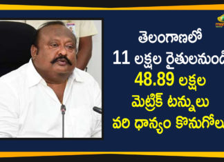 48.89 Lakh Metric Tonnes of Paddy Procured in Telangana, 48.89 Lakh Metric Tonnes of Paddy Procured in Telangana State, Civil Supplies Minister Gangula Kamalakar, Mango News, Metric Tonnes of Paddy Procured in Telangana, Minister Gangula Kamalakar, minister gangula kamalakar press meet, Paddy Procurement, Paddy procurement In Telangana, Paddy procurement increase, Paddy procurement shows increase, Telangana Paddy procurement