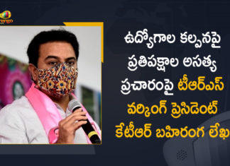 Congress dares KTR for open debate on employment issues, KT Rama Rao reiterates 1.3 lakh jobs, KTR, KTR Open Letter on Job Creation in Telangana, KTR releases list of jobs filled, KTR Writes Open Letter on Job Creation, KTR Writes Open Letter on Job Creation in Telangana, Mango News, telangana, Telangana Minister KTR, TRS Working President KTR