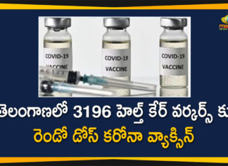 తెలంగాణలో 3196 హెల్త్ కేర్ వర్కర్స్ కు రెండో డోస్ కరోనా వ్యాక్సిన్ Covid-19 Vaccination: 3196 HCWs were Vaccinated for 2nd Dose on Feb 13