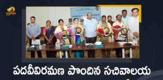 CS Felicitated Four Senior Officers of Secretariat on their Retirement, CS Somesh Kumar, Four Senior Officers of Secretariat Retirement Occasion, Mango News, Secretariat, Secretariat News, Secretariat Officers Retirement, Secretariat Officers Retirement Occasion, Telangana CS, Telangana CS Felicitated Four Senior Officers of Secretariat, Telangana CS Somesh Kumar, telangana secretariat