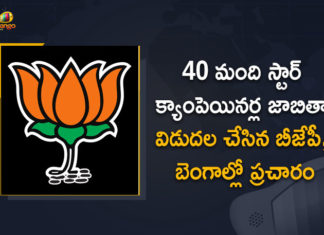 2021, 2021 West Bengal Assembly Elections, BJP Released 40 Star Campaigners list for First Phase of West Bengal Elections, First Phase of West Bengal Elections, Mango News, Star Campaigners list for First Phase of West Bengal Elections, West Bengal Assembly Elections, West Bengal Assembly Elections 2021, West Bengal Assembly Elections Dates, West Bengal Assembly Elections News, West Bengal Assembly Elections Nominations, West Bengal assembly polls, West Bengal CM, west bengal cm mamata banerjee, West Bengal Elections, West Bengal Elections 2021