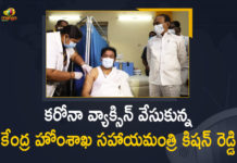 Covid-19 Vaccine at Gandhi Hospital, First Dose of COVID-19 Vaccine, Gandhi Hospital, Kishan Reddy, Kishan Reddy Received Covid-19 Vaccine, Kishan Reddy Received Covid-19 Vaccine at Gandhi Hospital, Kishan Reddy Received First Dose of Covid-19 Vaccine, Mango News, Union Minister, Union Minister Kishan Reddy, Union Minister Kishan Reddy Received First Dose, Union Minister Kishan Reddy Received First Dose of Covid-19 Vaccine