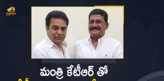 Andhra MLA Ganta Talks With Telangana Minister KTR, Ganta Srinivasa Rao, Ganta Srinivasa Rao Latest News, Ganta Srinivasa Rao meets KTR, Ganta srinivasa rao Meets Minister KTR, Hyderabad, KTR, Mango News, Minister KTR, TDP Leader Ganta Srinivasa Rao, TDP Leader Ganta srinivasa rao Meets Minister KTR, TDP Vizag North MLA Ganta meets KTR in Hyd, Telangana Minister KTR
