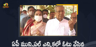 2021 AP Municipal Elections, Andhra Pradesh Municipal elections, ap governor biswabhusan harichandan, AP Municipal Elections, AP Municipal Elections 2021, AP Municipal Elections 2021 LIVE, AP Municipal Elections 2021 News, AP Municipal Elections News, AP Municipal Elections Polling, AP Municipal Elections Polling Live Updates, AP Municipal Polls, AP Municipal Polls 2021, biswabhusan harichandan, Biswabhusan Harichandan Cast his Vote for the First Time in AP, Mango News, Municipal Elections