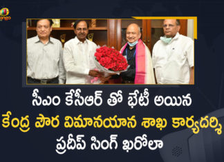 Civil Aviation Secretary, CM KCR Meet Civil Aviation Secretary Pradeep Singh Kharola, Mango News, Pradeep Singh Kharola, Pradeep Singh Kharola Meets CM KCR, Pragathi Bhavan, Telangana CM KCR, Union Civil Aviation Secretary Pradeep Singh, Union Civil Aviation Secretary Pradeep Singh Kharola Meets CM KCR, Union Civil Aviation Secretary Pradeep Singh Kharola Meets CM KCR at Pragathi Bhavan