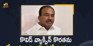 Centre Must Take Responsibility for Vaccine Shortages, Centre to Address Covid Vaccine Shortage Issue, Coronavirus Pandemic, Health Minister Etala Rajender, Mango News, Minister Etala Rajender, Minister Etala Rajender Asks Centre to Address Covid Vaccine Shortage, Minister Etala Rajender Asks Centre to Address Covid Vaccine Shortage Issue Immediately, Telangana Coronavirus, Telangana Coronavirus News, Telangana Health Minister Etala Rajender, Telangana Health Minister Etala Rajender about Corona Situation in the State, Telangana Minister Etala Rajender, vaccine Utsav