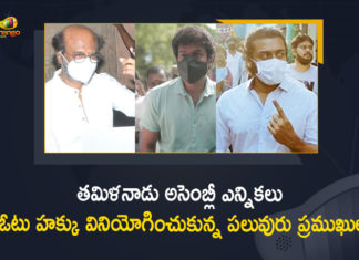 2021 Assembly Elections, 2021 Tamil Nadu Assembly Elections, Ajith, Assam, Assembly Elections 2021, Assembly Elections Polling in 5 States, Mango News, Rajinikanth, Surya and other Celebrities Cast their Vote, Tamil Nadu, Tamil Nadu Assembly elections, Tamil Nadu Assembly Elections 2021, Tamil Nadu Assembly Elections Polling, Tamil Nadu Celebrities Cast their Vote, Vijay