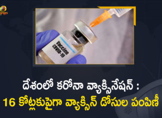 దేశంలో కరోనా వ్యాక్సినేషన్ : 16 కోట్లకుపైగా వ్యాక్సిన్ డోసుల పంపిణీ Covid-19 Vaccination in India : More than 16 Crore Vaccine Doses were Administered Till Now,Mango News,Mango News Telugu,Covid-19 Vaccination in India,Covid-19 Vaccination,India Covid-19 Vaccination,Covid-19 Vaccination News,Covid-19,Covid-19 Latest Updates,Coronavirus Cases In India,Coronavirus In India,Coronavirus India Live Updates,Coronavirus Live Updates,Covid-19 In India,Covid-19 Latest Updates, COVID-19 New Live Updates,India Coronavirus,India COVID-19,India Covid-19 Updates,Coronavirus Updates,Coronavirus Latest News Updates,Coronavirus Live Updates In India,16 Crore Vaccine Doses,Over 16 Crore Covid-19 Vaccine Doses Administered In India,India Administers Over 16 Crore Covid Vaccines,India Administers Over 16 Crore Vaccine Doses