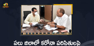 COVID-19 Situation, CS Somesh Kumar holds a tele-conference with district collectors, Districts Collector, Mango News, Somesh Kumar holds teleconference with District Collectors, Telangana CS Held TeleConference with Districts Collector over Covid-19 Situation, Telangana CS Held TeleConference with Khammam, Telangana CS Held TeleConference with Khammam and 4 other Districts Collector over Covid-19 Situation, Telangana CS Somesh Kumar Meeting, Telangana CS Video Conference with District Collectors, Telangana CS Video Conference with District Collectors Senior Officials, Telangana Districts Collectors