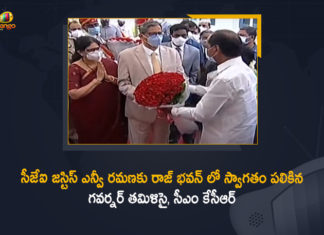 CJI NV Ramana On Three Day Visit To Hyderabad, CJI NV Ramana On Three Day Visit To Hyderabad Gets Warm Welcome From CM KCR, CJI NV Ramana Visit To Hyderabad, CJI Ramana accorded warm welcome in Hyderabad, CJI Ramana accorded warm welcome on three-day visit, CJI Ramana arrives in Hyderabad, Grand welcome to CJI NV Ramana in Hyderabad, Justice NV Ramana India, Mango News, NV Ramana