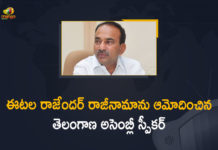 Bharatiya Janata Party, Eatala Rajender, Eatala Rajender submits his resignation, Eatala Rajender Submits His Resignation As MLA, Eatala Rajender Submits His Resignation As MLA Of Huzurabad, Eatala Rajender Submits His Resignation As MLA Of Huzurabad Today, etala rajender, Etela Rajender Resigns To TRS, Etela resigns to TRS & MLA post, Ex Minister Etala Rajender, Ex-Minister Etala Rajender Resigns to MLA Post, Former Telangana minister Etela Rajender, Former Telangana minister Etela Rajender to join BJP, Health Minister of Telangana, Huzurabad constituency, Mango News, National President of the BJP