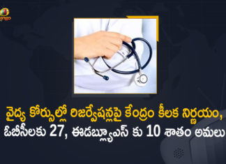 10% EWS reservation for EWS, 10% for EWS, 27% Reservation for OBCs, 27% Reservation for OBCs and 10% for EWS, Centre announces 27% OBC, Centre Approves 27% Reservation, Centre approves 27% reservation for OBC, Centre Approves 27% Reservation for OBCs, Centre Approves 27% Reservation for OBCs and 10% for EWS, Centre Approves 27% Reservation for OBCs and 10% for EWS in All India Quota for Medical Courses, Centre Extends OBC EWS Reservation, India Quota for Medical Courses, Mango News, NEET