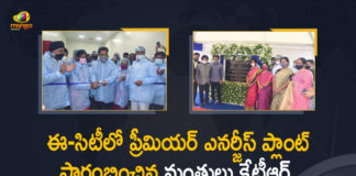 Hyderabad, Mango News, Ministers KTR, Premier Energies, premier energies limited, Premier Energies Plant, Premier Energies Plant at E-City, Premier Energies Plant at E-City in Hyderabad, Premier Energies starts production at E-City new plant, Premier Energies to invest Rs 500 cr in Hyderabad, Premier Energies unveils manufacturing facility, Premier Energies unveils manufacturing facility at E-City, Premier Energies unveils new facility at E-City Hyderabad, Sabitha Indra Reddy, Sabitha Indra Reddy Inaugurated Premier Energies Plant at E-City in Hyderabad