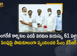 CM KCR Responded Positively over Enhance the Retirement Age of Singareni Employees to 61 Years