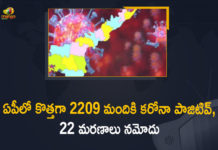 ఆంధ్రప్రదేశ్ లో కొత్తగా 2209 కరోనా పాజిటివ్ కేసులు, 22 మరణాలు Andhra Pradesh, Andhra Pradesh COVID-19 Daily Bulletin, Andhra Pradesh Department of Health, ap coronavirus cases today, ap coronavirus cases total, ap coronavirus updates district wise, AP COVID 19 Cases, AP Total Positive Cases, COVID-19, COVID-19 Daily Bulletin, Total Corona Cases In AP,mango news
