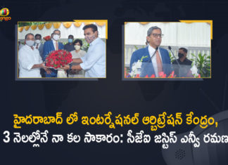CJI emphasises on arbitration to resolve disputes, CJI NV Ramana, CJI NV Ramana Participate In International Arbitration Centre Trust Deed Registration Programme, CJI NV Ramana Participate In International Arbitration Centre Trust Deed Registration Programme in HYD, International Arbitration Centre in Hyderabad, International Arbitration Centre Trust Deed Registration Programme, International Center for Commercial Arbitration & Mediation Center, Mango News, Registration of Trust Deed of the International Center, Registration of Trust Deed of the International Center for Commercial Arbitration & Mediation Center, Trust deed for arbitration centre registered