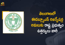 Implementation of 10 Percent EWS Reservations, Mango News, Telangana approves 33.3 per cent reservation for women, Telangana gives 33.3 per cent reservation for women under EWS quota, Telangana Government Issues Order For 10% Reservation, Telangana Govt, Telangana Govt Issued Orders Over Implementation of 10 Percent EWS Reservations, Telangana Govt Issued Orders Over Implementation of 10 Percent EWS Reservations in the State, Telangana issues GO to implement 10% EWS quota, TS govt issues order to implement 10 per cent reservations