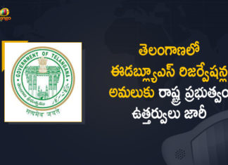 Implementation of 10 Percent EWS Reservations, Mango News, Telangana approves 33.3 per cent reservation for women, Telangana gives 33.3 per cent reservation for women under EWS quota, Telangana Government Issues Order For 10% Reservation, Telangana Govt, Telangana Govt Issued Orders Over Implementation of 10 Percent EWS Reservations, Telangana Govt Issued Orders Over Implementation of 10 Percent EWS Reservations in the State, Telangana issues GO to implement 10% EWS quota, TS govt issues order to implement 10 per cent reservations