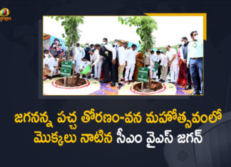 Andhra Pradesh CM YS Jaganmohan Reddy, AP CM YS Jagan Jagananna Pacha Toranam, CM Jagan to take part in Vana Mahotsavam at AIIMS, CM Y S Jagan Mohan Reddy to launch plantation programme, CM YS Jagan Participated in Vanamahotsavam Programme, CM YS Jagan Participated in Vanamahotsavam Programme and Planted Saplings, CM YS Jagan Planting Saplings In 71st Vanamahotsavam, Jagananna Pacha Toranam, Mango News, Vanamahotsavam, Vanamahotsavam Programme, YS Jagan Participated in Vanamahotsavam Programme, YS Jagan Participated in Vanamahotsavam Programme and Planted Saplings