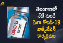 Corona Vaccination Programme, COVID 19 Vaccine, Covid Vaccination, Covid-19 Vaccination, Covid-19 Vaccination Drive, Covid-19 Vaccination Drive In Telangana, Mango News, Mega Covid-19 Vaccination Drive, Mega Covid-19 Vaccination Drive for 18 +, Mega Covid-19 Vaccination Drive for 18 + Age Group in Telangana, Mega Covid-19 Vaccination Drive for 18 + Age Group in Telangana State Starts from Today, Telangana COVID-19 Vaccination Drive