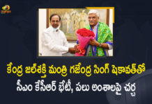 CM KCR Meets Union Jal Shakti Minister Gajendra Singh, CM KCR meets with Jal Shakti Minister Gajendra Singh, KCR Meets Union Jal Shakti Minister, KCR urges Jal Shakti Min to defer gazette notification, Mango News, New Delhi, Telangana CM K Chandrasekhar Rao, Telangana CM KCR Meets Union Jal Shakti Minister Gajendra Singh Shekavat, Telangana CM KCR Meets Union Jal Shakti Minister Gajendra Singh Shekavat at New Delhi, Telangana CM KCR Urges Union Jal Shakti Minister, Telangana CM Meets Gadkari, Union Jal Shakti Minister Gajendra Singh Shekavat