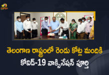 Corona Vaccination Programme, COVID 19 Vaccine, Covid Vaccination, Covid-19 Vaccination, Covid-19 Vaccine Distribution, Distribution For Covid-19 Vaccine, Mango News, Telangana Covid-19 Vaccination Coverage Crosses 2 Cr Today, Telangana Cumulative Covid-19 Vaccination, Telangana Cumulative Covid-19 Vaccination Coverage, Telangana Cumulative Covid-19 Vaccination Coverage Crosses 2 Cr Today, Vaccine Distribution