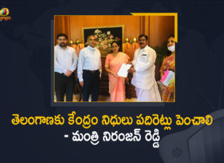 Agricultural Minister Singireddy Niranjan Reddy Tested Positive, Mango News, Minister Niranjan Reddy, Minister Niranjan Reddy Submits Letter to Union Minister Shobha Karandlaje, Minister Niranjan Reddy Submits Letter to Union Minister Shobha Karandlaje on Allocation of Funds to Telangana, Niranjan Reddy Submits Letter to Union Minister, Shobha Karandlaje underlines need to promote agriculture, Union Minister Shobha Karandlaje on Allocation of Funds to Telangana, Union Minister underlines need to promote agricultural exports