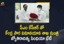 airports expansion in Telangana, airports expansion in Telangana news, CM KCR, Jyotiraditya Scindia Meets CM KCR, Jyotiraditya Scindia over airports expansion in Telangana, Mango News, Pragati Bhavan, Telangana CM KCR, Union Civil Aviation Minister Jyotiraditya Scindia, Union Civil Aviation Minister Jyotiraditya Scindia Meets CM KCR, Union Civil Aviation Minister Jyotiraditya Scindia Meets CM KCR at Pragati Bhavan