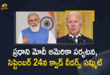 Biden to host first in-person Quad Leaders Summit, Mango News, Modi to Visit USA, PM Modi, PM Modi To Attend Quad Summit in Washington, PM Modi to visit US to attend first in-person Quad Leaders, PM Modi to Visit USA, PM Modi to Visit USA for Quad Leaders’ Summit, PM Modi to Visit USA for Quad Leaders’ Summit and UNGA High-level Segment, PM Modi to Visit USA for Quad Leaders’ Summit and UNGA High-level Segment on Sep 24 25, Prime Minister’s Visit to USA for Quad Leaders’ Summit