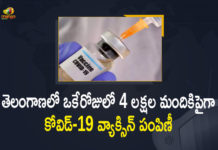 Corona Vaccination Programme, COVID 19 Vaccine, Covid Vaccination, Covid-19 Vaccination, Covid-19 Vaccination In Telangana, Covid-19 Vaccine Distribution, Distribution For Covid-19 Vaccine, Mango News, More than 4 Lakh Vaccine Doses Administered on September 16, Somesh Kumar Cuts Cake, Telangana Covid-19 Vaccination, Telangana Cumulative Covid-19 Vaccination, Vaccine Distribution