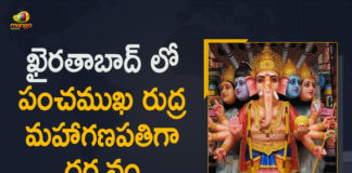 2021 Khairatabad Ganesh, Iconic Kharaitabad Ganesha idol, Iconic Kharaitabad Ganesha idol stands tall, Khairatabad, Khairatabad Ganesh, Khairatabad Ganesh 2021, Khairatabad Shri Panchamukha Rudra Maha Ganapati, Khairatabad Shri Panchamukha Rudra Maha Ganapati Idol, Mango News, Shri Panchamukha Rudra Maha Ganapati Idol, Shri Panchamukha Rudra Maha Ganapati Idol Set up in Khairatabad
