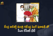 CM KCR, CM KCR Meets Union Jal Shakti Minister, CM KCR Meets Union Jal Shakti Minister Gajendra Singh Shekhawat, CM KCR Meets Union Jal Shakti Minister Gajendra Singh Shekhawat at New Delhi, Gajendra Singh Shekhawat, KCR met Union Minister Gajendra Singh Shekhawat, Mango News, New Delhi, Telangana CM KCR, Union Jal Shakti Minister, Union Jal Shakti Minister Gajendra Singh Shekhawat, Water projects between AP Telangana, Water projects between AP Telangana to be placed under river management boards