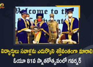 81st Convocation of Osmania University, Governor Tamilisai emphasizes on innovation at OU, Mango News, Osmania University, Osmania University 81st Convocation, OU 81st Convocation, Tamilisai Soundararajan, Tamilisai Soundararajan Addressed at OU 81st Convocation, telangana governor, Telangana Governor Tamilisai Soundararajan, Telangana Governor Tamilisai Soundararajan Addressed at OU, Telangana Governor Tamilisai Soundararajan Addressed at OU 81st Convocation, Women to rule at Osmania University Convocation