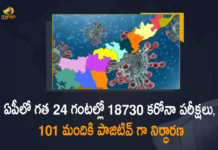 ఏపీలో గత 24 గంటల్లో 18730 కరోనా పరీక్షలు, 101 మందికి పాజిటివ్ గా నిర్ధారణ Andhra Pradesh, Andhra Pradesh COVID-19 Daily Bulletin, Andhra Pradesh Department of Health, ap coronavirus cases today, ap coronavirus cases total, ap coronavirus updates district wise, AP COVID 19 Cases, AP Total Positive Cases, COVID-19, COVID-19 Daily Bulletin, Total Corona Cases In AP,mango news