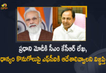 CM KCR Writes a Letter to PM Modi, CM KCR Writes a Letter to PM Modi Over Paddy Procurement, CM KCR writes to PM to direct FCI on paddy procurement, Increase paddy procurement from Telangana, KCR Writes a Letter to PM, Mango News, Paddy Procurement, Paddy procurement across Telangana, Paddy Procurement Centers, Paddy procurement In Telangana, Paddy procurement issue in telangana, Paddy procurement issue takes a political turnover, Telangana CM KCR Writes To PM Modi