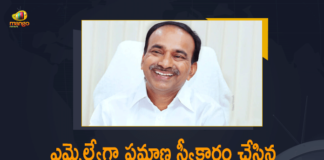 Big embarassment for speaker as Etela takes oath as MLA, BJP Leader Eatala Rajender, BJP Leader Eatala Rajender Speech, BJP Leader Eatala Rajender Takes Oath as MLA, BJP Leader Eatala Rajender Takes Oath as MLA Today, Eatala Rajender, Eatala Rajender News, Eatala Rajender Takes Oath as MLA, Ex-Minister Eatala Rajender takes oath as BJP MLA, Focus on assembly polls, Mango News, Pocharam Srinivas Reddy, Speaker Pocharam Srinivas Reddy
