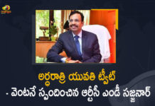 Mango News, RTC MD Sajjanar, RTC MD Sajjanar Responds Immediately for a Young Lady Tweet, Sajjanar, Sajjanar Responds Immediately for a Young Lady Tweet, Sajjanar Responds To Young Lady Tweet, Sajjanar Responds To Young Lady Tweet at Mid-Night, Sajnar responded to the women’s tweet at midnight, TS RTC MD, TS RTC MD Sajjanar, TS RTC MD Sajjanar Responds Immediately for a Young Lady Tweet at Mid-Night, Tsrtc MD Sajnar responded to the women’s tweet at midnight