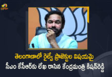 Union Minister Kishan Reddy Urges CM KCR For Land And Funds To Complete Railway Projects in Telangana, Union Minister Kishan Reddy, Union Minister Kishan Reddy Urges CM KCR, Union Minister Kishan Reddy Urges CM KCR For Land And Funds To Complete Railway Projects, Land And Funds To Complete Railway Projects, Railway Projects, Railway Projects in Telangana, Union Minister, CM KCR, Telangana CM KCR, Kishan Reddy, Telangana Railway Projects, Land And Funds, Union Minister Kishan Reddy Urges CM KCR For Land And Funds, Mango News, Mango News Telugu,