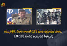 జమ్ముకశ్మీర్: ఏడాది కాలంలో 175 మంది ఉగ్రవాదుల హతం, మరో 183 మందిని బంధించిన సీఆర్పీఎఫ్ Jammu and Kashmir 175 Terrorists Demised 183 Captured By CRPF in Last One Year Says DG, 175 Terrorists Demised 183 Captured By CRPF in Last One Year Says DG, 175 Terrorists Demised, 183 Terrorists Captured By CRPF, DG, Directorate General, 175 Terrorists Demised 183 Captured By CRPF in Last One Year Says Directorate General, Jammu and Kashmir, Jammu and Kashmir Latest News, Jammu and Kashmir Latest Updates, Jammu and Kashmir Live Updates, Central Reserve Police Force, CRPF, Terrorists, Mango News, Mango News Telugu,