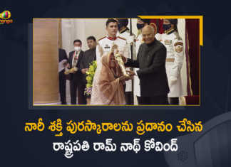 President Kovind Presents Nari Shakti Puraskar–2020 and 2021 on the Occasion of International Women’s Day, President Kovind Presents Nari Shakti Puraskar–2020 and 2021, Nari Shakti Puraskar–2020 and 2021, Nari Shakti Puraskar–2020, Nari Shakti Puraskar–2021, President Kovind, President Kovind Presents Nari Shakti Puraskar On This Occasion, Ram Nath Kovind, Kovind, Nari Shakti, Ram Nath Kovind, President of India, Ram Nath Kovind President of India, International Women's Day Latest News, International Women's Day Latest Updates, International Women's Day Live Updates, Mango News, Mango News Telugu,
