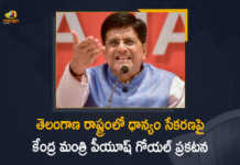 తెలంగాణ రాష్ట్రంలో ధాన్యం సేకరణపై కేంద్ర మంత్రి పీయూష్ గోయల్ ప్రకటన Union Minister Piyush Goyal Responds Over Paddy Procurement Issues in Telangana, Piyush Goyal Responds Over Paddy Procurement Issues in Telangana, Paddy Procurement Issues in Telangana, Union Minister Piyush Goyal, Union Minister, Piyush Goyal, Paddy Procurement in Telangana, Telangana Paddy Procurement, Paddy Procurement, Paddy Procurement Latest News, Paddy Procurement Latest Updates, Paddy Procurement Live Updates, Mango News, Mango News Telugu,