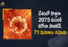 దేశంలో కొత్తగా 2075 మందికి కరోనా పాజిటివ్, 71 మరణాలు నమోదు Covid-19 in India 2075 New Positive Cases 71 Deaths Reported in Last 24 Hours, India, 2075 New Covid-19 Positive Cases, 71 Deaths Reported, 2075 Positive Cases, India Covid-19, 71 Deaths Reported on March 18th, 2075 New Covid-19 Positive Cases and 71 Deaths Reported In India, 2075 New Covid-19 Cases 71 Deaths in Last 24 Hours In India, Covid-19 Updates of India 2075 Positive Cases 71 Deaths Reported on March 18th, India Covid-19 Updates 2075 Positive Cases 71 Deaths Reported on March 18th, 2075 new Covid-19 cases, 2075 new Covid-19 cases In India, 71 Deaths In India, India Covid-19 Updates, India Covid-19 Live Updates, India Covid-19 Latest Updates, Coronavirus, coronavirus India, Coronavirus Updates, COVID-19, COVID-19 Live Updates, Covid-19 New Updates, Mango News, Mango News Telugu, Omicron Cases, Omicron, Update on Omicron, Omicron covid variant, Omicron variant, 2075 Positive Cases, India Department of Health, India coronavirus, India coronavirus News, India coronavirus Live Updates,