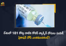 దేశంలో 181 కోట్లు దాటిన కోవిడ్ వ్యాక్సిన్ డోసులు పంపిణీ, ప్రికాషన్ డోస్ ఎంతమందికంటే? Covid-19 Vaccination Cumulative Coverage in India Exceeds 181 Cr, Covid-19 Vaccination Cumulative Coverage, Wuhan Virus Vaccination Drive, Wuhan Virus Vaccination, Wuhan Virus, Corona Vaccination Drive, Corona Vaccination Programme, Corona Vaccine, Coronavirus, coronavirus vaccine, coronavirus vaccine distribution, COVID 19 Vaccine, Covid Vaccination, Covid vaccination in India, Covid-19 Vaccination, Covid-19 Vaccination Distribution, COVID-19 Vaccination Dose, Covid-19 Vaccination Drive, Covid-19 Vaccine Distribution, Covid-19 Vaccine Distribution News, Covid-19 Vaccine Distribution updates, Mango News, Mango News Telugu,