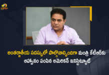 Minister KTR Receives Invitation From Milken Institute To Speak at Global Conference in USA, Minister KTR Receives Invitation From Milken Institute To Speak at Global Conference, Global Conference in USA, Global Conference, Minister KTR Receives Invitation From Milken Institute, Milken Institute, Minister KTR USA Tour, Minister KTR America Tour, KTR America Tour, Telangana Minister KTR On 10 Day Trip To USA, Telangana Minister KTR Will Seek Investment For Telangana, Telangana Minister, Minister KTR 10 Days Tour, America Tour, KTR 10 Days Tour, Telangana Minister KTR, KTR, Minister KTR, KT Rama Rao, Minister of Municipal Administration and Urban Development of Telangana, KT Rama Rao Minister of Municipal Administration and Urban Development of Telangana, KT Rama Rao Information Technology Minister, Mango News, Mango News Telugu,