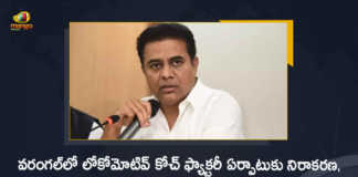 Minister KTR Criticizes Central Govt for Denying to Set up Locomotive Coach Factory in Warangal, KTR Criticizes Central Govt for Denying to Set up Locomotive Coach Factory in Warangal, Minister KTR Criticizes Central Govt, Locomotive Coach Factory in Warangal, Telangana Minister KTR Criticizes Central Govt for Denying to Set up Locomotive Coach Factory in Warangal, Warangal Locomotive Coach Factory, Warangal Locomotive Coach Factory News, Warangal Locomotive Coach Factory Latest News, Warangal Locomotive Coach Factory Latest Updates, Locomotive Coach Factory, Warangal, Warangal Development Programs, Working President of the Telangana Rashtra Samithi, Telangana Rashtra Samithi Working President, TRS Working President KTR, Telangana Minister KTR, KT Rama Rao, Minister of Municipal Administration and Urban Development of Telangana, KT Rama Rao Minister of Municipal Administration and Urban Development of Telangana, KT Rama Rao Information Technology Minister, KT Rama Rao MA&UD Minister of Telangana, Mango News, Mango News Telugu,
