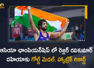 Indian wrestler Ravi Kumar Dahiya Wins Third Straight Asian Championship Gold Medal, wrestler Ravi Kumar Dahiya Wins Third Straight Asian Championship Gold Medal, Ravi Kumar Dahiya Wins Third Straight Asian Championship Gold Medal, Asian Championship Gold Medal, Ravi Kumar Dahiya, Third Straight Asian Championship Gold Medal, first Indian wrestler to win three consecutive Asian championships titles, three consecutive Asian championships titles, Asian championships titles, Wrestler Ravi Kumar Dahiya Wins His 3rd Straight Asian Championship Gold Medal, wrestler Ravi Kumar wins 3rd straight title, Indian wrestler Ravi Kumar Dahiya bagged his third straight Asian Championship gold medal, Asian Wrestling Championships, Asian Wrestling Championships News, Asian Wrestling Championships Latest News, Asian Wrestling Championships Latest Updates, Asian Wrestling Championships Live Updates, Mango News, Mango News Telugu,