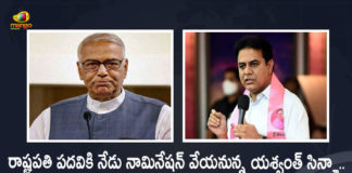 Presidential Polls 2022 Yashwant Sinha To Files Nomination Today Minister KTR will Attends To Represent TRS, Yashwant Sinha To Files Nomination Today Minister KTR will Attends To Represent TRS, KTR will Attends To Represent TRS, Minister KTR will Attends To Represent TRS, Yashwant Sinha To Files Nomination Today, Presidential Polls 2022, 2022 Presidential Polls, Presidential Polls, Yashwant Sinha, Presidential Candidate Yashwant Sinha, Presidential Candidate, Candidate Yashwant Sinha, Minister KTR, Presidential Polls 2022 News, Presidential Polls 2022 Latest News, Presidential Polls 2022 Latest Updates, Presidential Polls 2022 Live Updates, Mango News, Mango News Telugu,