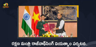 Rajnath Singh Vietnam Tour India Signs MoU on Defence Partnership of Mutual Logistics Support, India Signs MoU on Defence Partnership of Mutual Logistics Support, Mutual Logistics Support, India and Vietnam signed an MoU on mutual logistics support, MoU on mutual logistics support, India and Vietnam, India and Vietnam signed a Memorandum of Understanding on mutual logistics support, Memorandum of Understanding, Vietnam, India, MoU on Defence Partnership, Defence Partnership, Rajnath Singh, Rajnath Singh Vietnam Tour News, Rajnath Singh Vietnam Tour Latest News, Rajnath Singh Vietnam Tour Latest Updates, Rajnath Singh Vietnam Tour Live Updates, Mango News, Mango News Telugu,