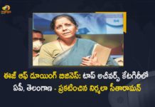Union Minister Nirmala Sitharaman Announces AP and Telangana are in The Top Place For Business Reform Action Plan-2020, Union Finance Minister Nirmala Sitharaman Announces AP and Telangana are in The Top Place For Business Reform Action Plan-2020, Minister Nirmala Sitharaman Announces AP and Telangana are in The Top Place For Business Reform Action Plan-2020, Nirmala Sitharaman Announces AP and Telangana are in The Top Place For Business Reform Action Plan-2020, Finance Minister Nirmala Sitharaman Announces AP and Telangana are in The Top Place For Business Reform Action Plan-2020, AP and Telangana are in The Top Place For Business Reform Action Plan-2020, Business Reform Action Plan-2020, AP and Telangana are in The Top Place, Telangana in The Top Place For Business Reform Action Plan-2020, AP in The Top Place For Business Reform Action Plan-2020, Union Finance Minister Nirmala Sitharaman, Finance Minister Nirmala Sitharaman, Minister Nirmala Sitharaman, Union Finance Minister, Nirmala Sitharaman, Finance Minister, AP and Telangana, Business Reform Action Plan-2020 News, Business Reform Action Plan-2020 Latest News, Business Reform Action Plan-2020 Latest Updates, Business Reform Action Plan-2020 Live Updates, Mango News, Mango News Telugu,